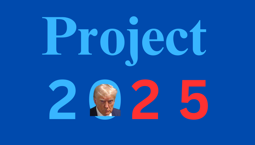 project 2025 with Donald J. Trump's face in the zero fo 2025